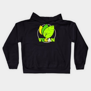 Green Leaves Logo For Vegetarian and Vegan Kids Hoodie